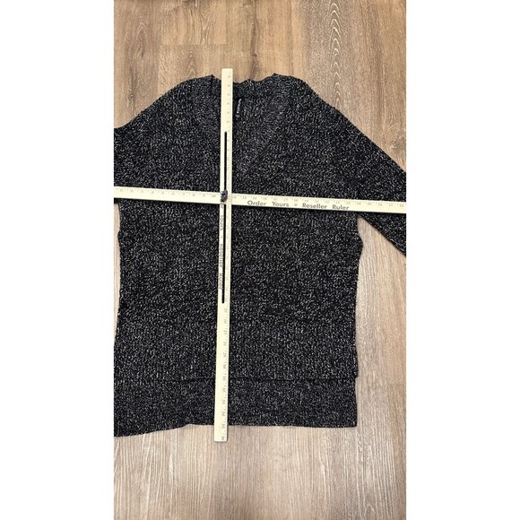 Athleta Gray Black Marled Wool Blend V Neck High Low Tunic Sweater L - Picture 4 of 12